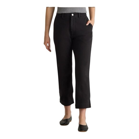 Quince Pants - Quince Organic Stretch Cotton Twill Straight Leg Cropped Pants Size 29 Black NWT